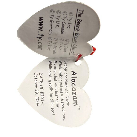 Ty Beanie Babies Alacazam Plush Dog Halloween Edition Black Orange w/ Witch Hat - Picture 4 of 12